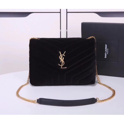 Yves Saint Laurent Skórzana torba na ramię Y487218 Czarna