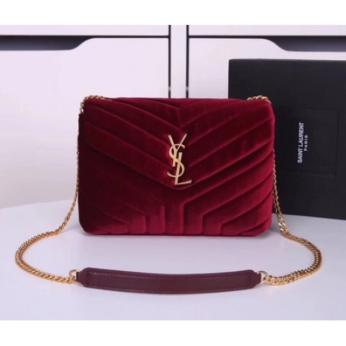 Yves Saint Laurent Skórzana torba na ramię Y487218 Wino