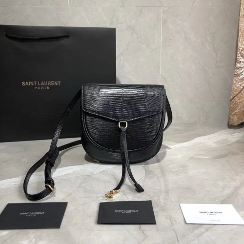 Yves Saint Laurent Jaszczurka Skórzana Torba na Ramię Y551559 Czarna