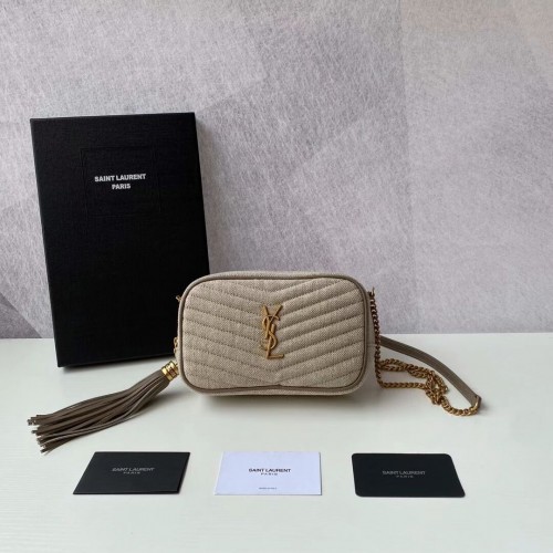 Yves Saint Laurent MINI W PIKOWANYM LNIE Y681158 szary