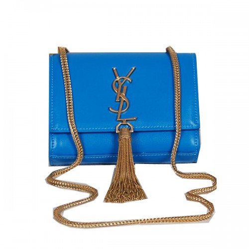 Niebieska torba na ramię typu cross-body Yves Saint Laurent MINI z monogramem