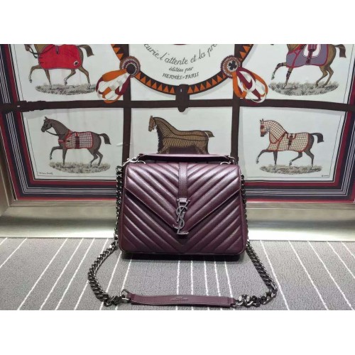 Yves Saint Laurent Torba listonoszka Oryginalna skóra YSL0338 Burgund
