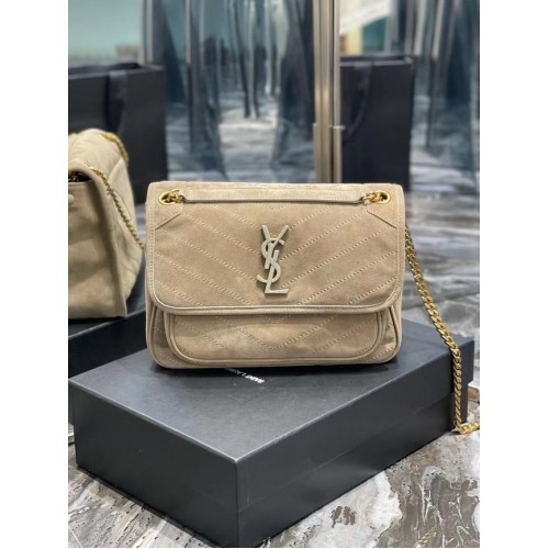 Yves Saint Laurent NIKI BABY W PIKOWANEJ SKÓRZE ZAMSZOWEJ 498894 BEŻ