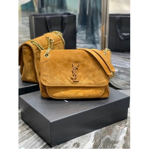 Yves Saint Laurent NIKI BABY W PIKOWANEJ SKÓRZE ZAMSZOWEJ 498894 brązowy