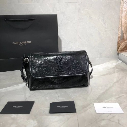 Yves Saint Laurent Niki Skórzana Torba na Ramię Y577124 Czarna