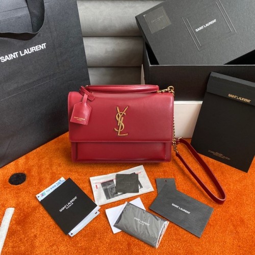Yves Saint Laurent SUNSET ŚREDNIA TOREBKA NA ŁAŃCUSZKU Z GŁADKIEJ SKÓRY 442906 CZERWONA