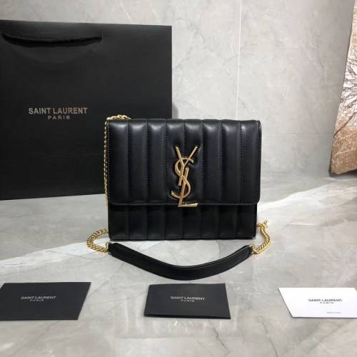 Yves Saint Laurent Oryginalna skórzana torba na ramię z owczej skóry Y554125 Czarna