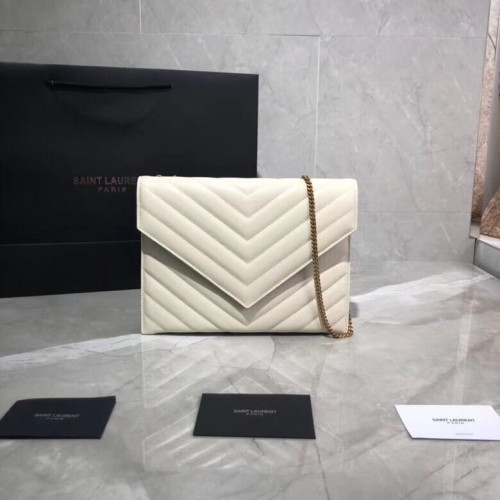Torba na ramię Yves Saint Laurent Oryginalna skóra Y569267 Biała