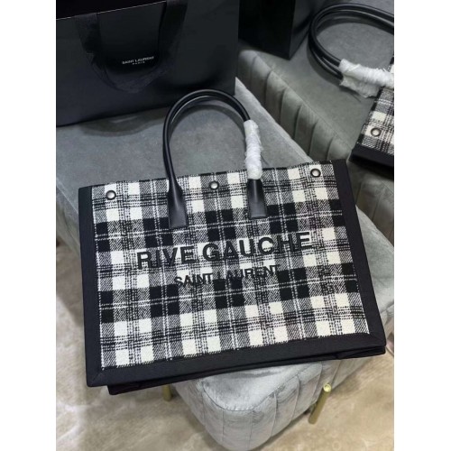 Torba na zakupy Yves Saint Laurent Tote Book LINEN Y509415 Czarna