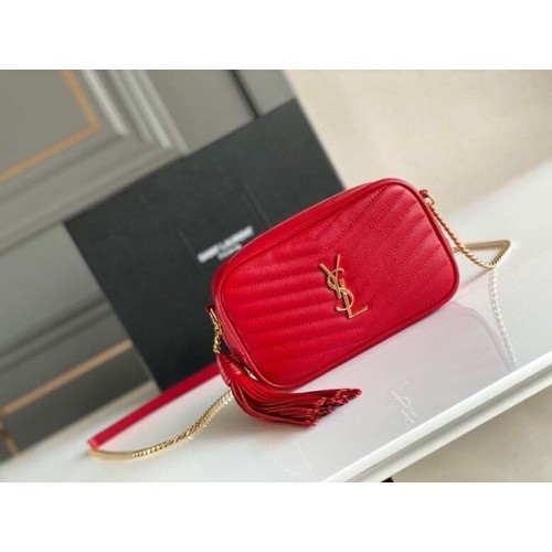 Yves Saint Laurent VINTAGE TORBA APARATOWA Z CIELISTEJ SKÓRY 6125791 czerwona