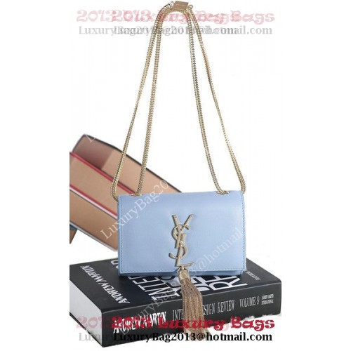 Mini torba na ramię z monogramem Yves Saint Laurent 5478 Jasnoniebieska