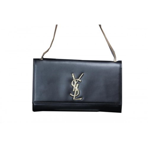 Yves Saint Laurent mini Monogram Gładka skórzana torba na ramię Y009 Czarna