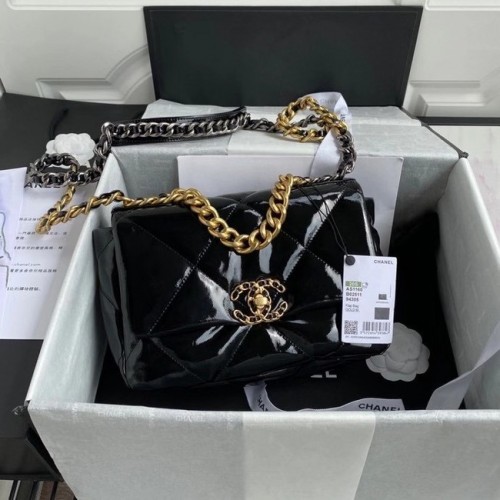 torebka chanel 19 z klapką AS1160 czarna