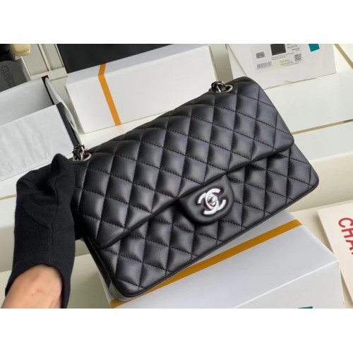Torebka Chanel Classic Lambskin Silver Metal A01112 Black