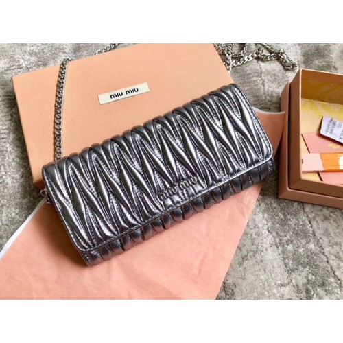 miu miu Matelasse Nappa Leather Clutch 5DH002 grey