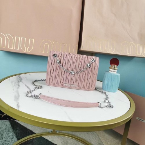 Miu Miu Matelasse Nappa Leather Shoulder Bag 5AC065 pink