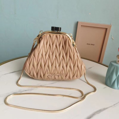 Miu Miu Matelasse Nappa Leather Shoulder Bag 5BB016L light pink