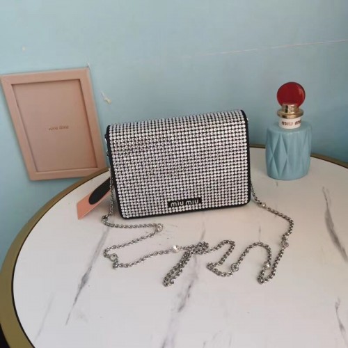 Miu Miu Matelasse Nappa Leather Shoulder Bag 5BT064 black