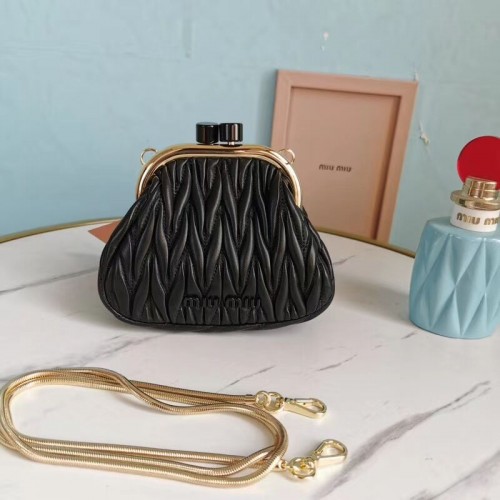 Miu Miu Matelasse Nappa Leather mini Shoulder Bag 5BB017S black