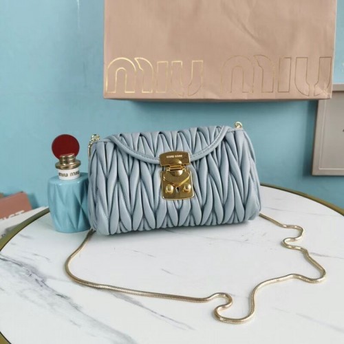 Miu Miu Matelasse Nappa Leather mini Shoulder Bag 5BD196 light blue