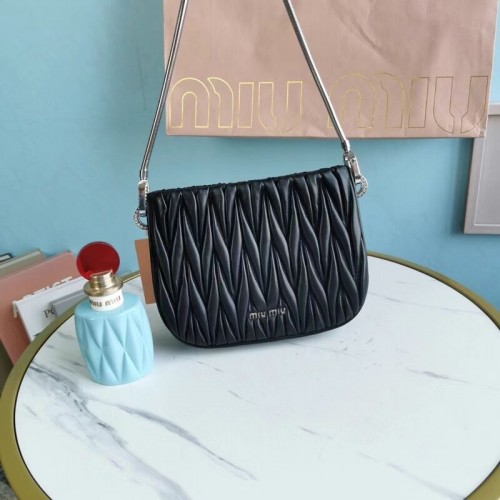 Miu Miu Matelasse Nappa Leather mini Shoulder Bag 5BH200 black