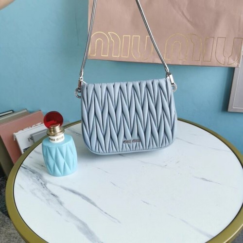 Miu Miu Matelasse Nappa Leather mini Shoulder Bag 5BH200 light blue