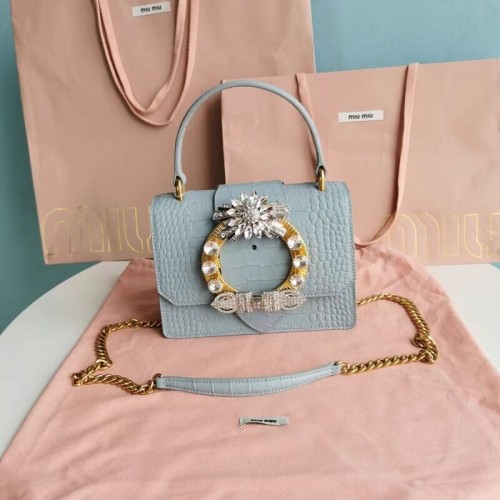 Miu Miu Matelasse Nappa Leather mini tote Bag 5EA196 jasnoniebieski
