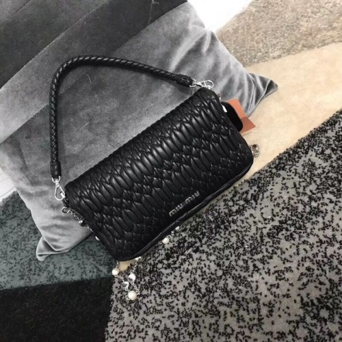 Miu Miu Matelasse Nappa Leather shoulder bag 5BD140G black